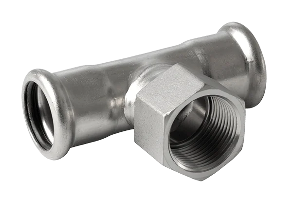 Pressfitting Rustfri T-rør 22-1/2"-22 mm innv