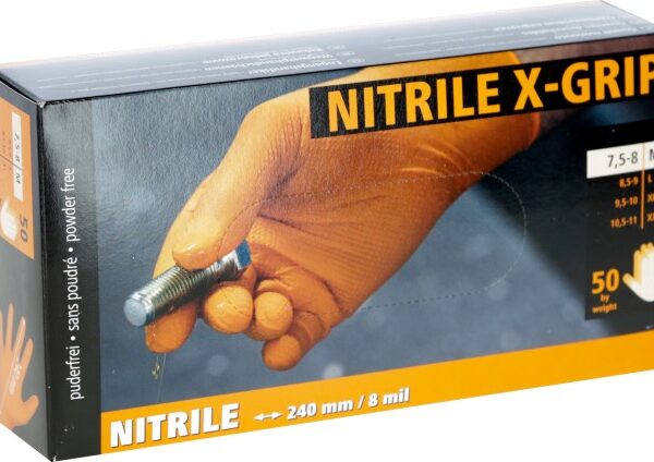 Nitril hanske X-Grip 240 mm, 50 pcs, orange