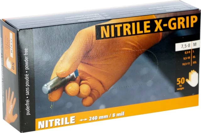 Nitril hanske X-Grip 240 mm, 50 pcs, orange